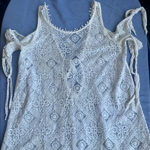 FREE PEOPLE Geo Sand Cold Shoulder Top Ivory SP